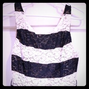 BOLD Navy White Sleeveless Picnic Dress